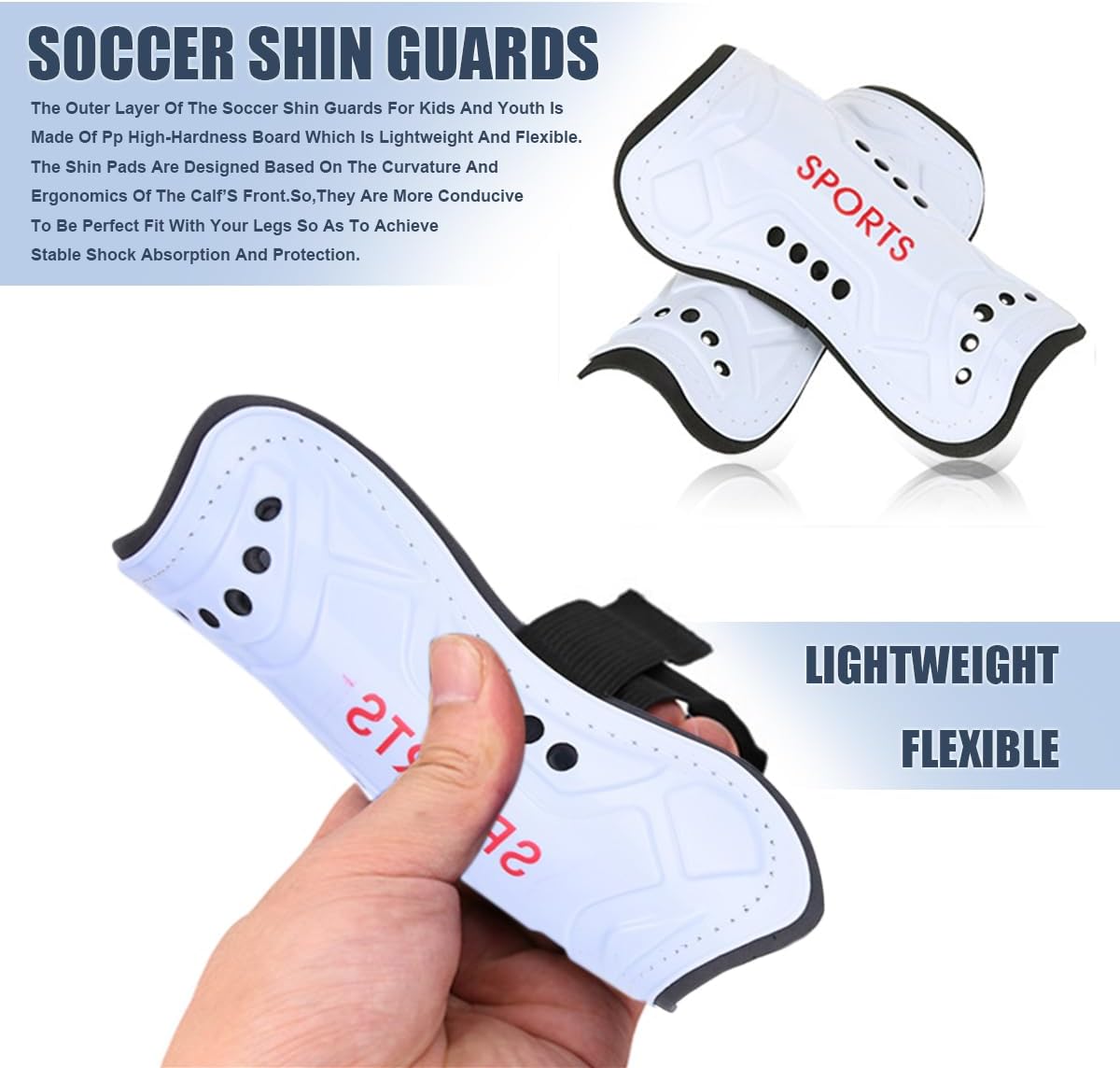 Youth Soccer Shin Guards for Kids Shin Pads Child Calf Protective Gear Protective Soccer Equipment for Boys Girls Children 3-15 Years Old