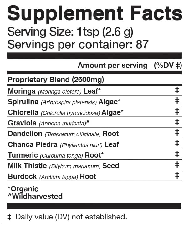 Anima Mundi Apothecary Super Greens Powder - Liver Vitality - Organic Superfood Greens & Herbal Prebiotics for Liver Detox, Cleanse & Support - with Fair Trade Dandelion, Milk Thistle & More (8oz)