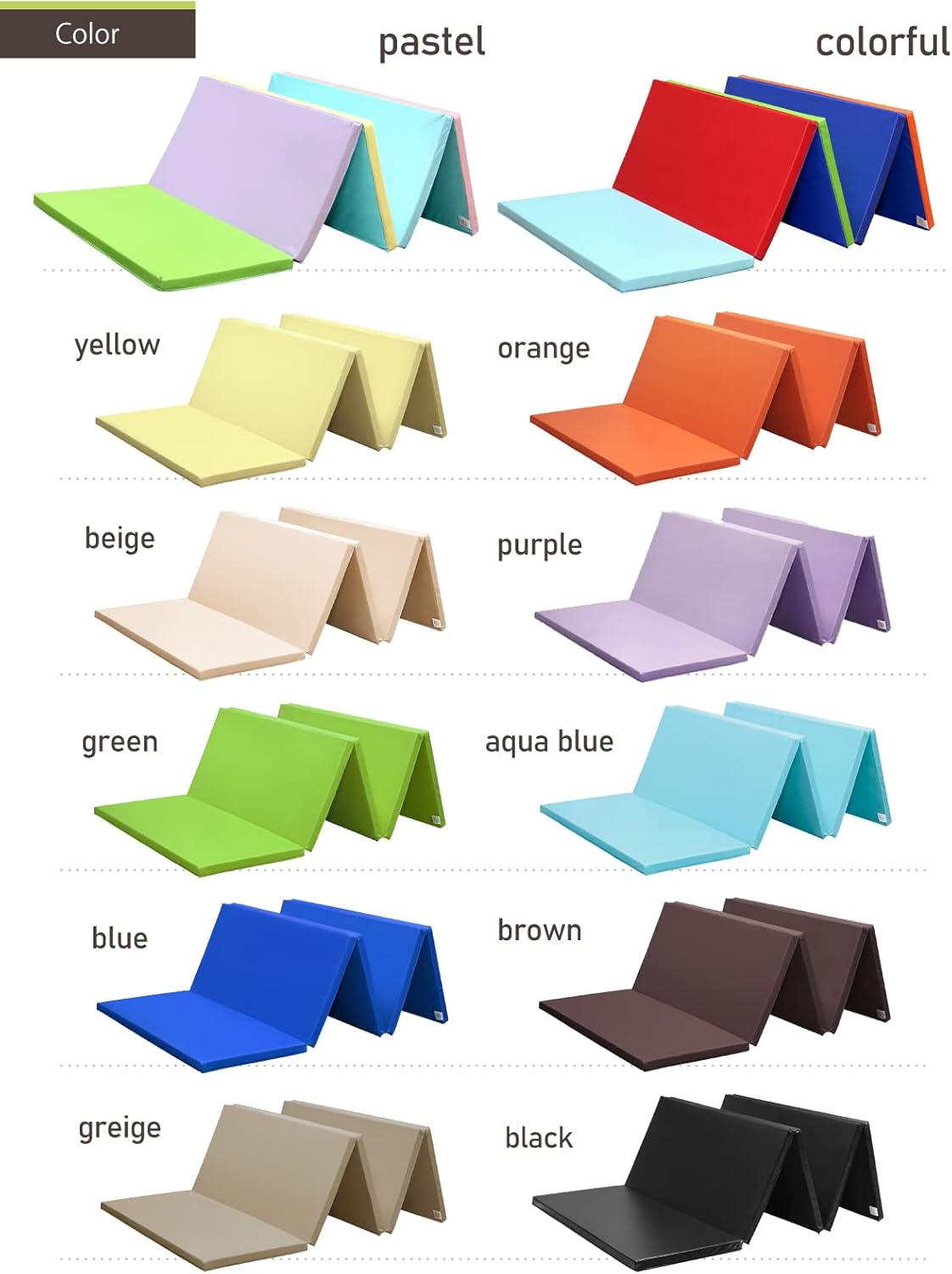 KaRaDaStyle Gymnastics Mat Folding Stretch Mats 75"x31"x1.2" Exercise Muscle Training Children Play Horizontal Bar Mat Yoga Sports Soundproof Home Use