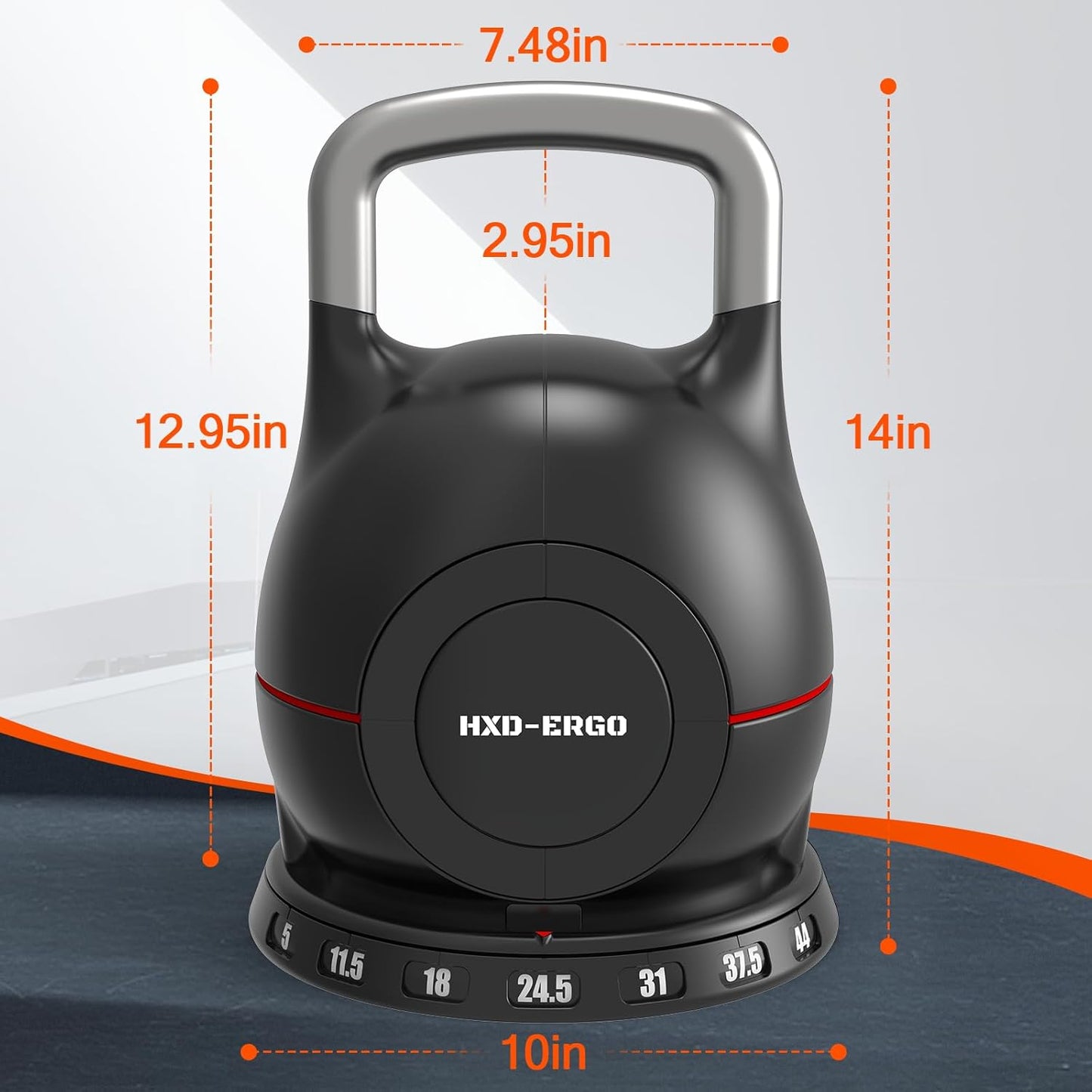 7-in-1 Adjustable Kettlebell, Quick-Adjust Kettlebell for Strength Training, 5-44 LBS Adjustable Weights for Home Gym