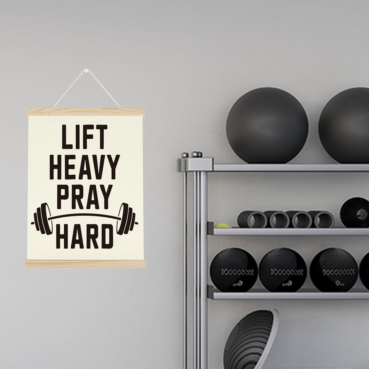 Gym Motivational Posters Funny College Dorm Posters Gifts for Guys Girls Friends Lift Heavy Pray Hard Gym Flag Wall Art Decor Sign for Home Gym Bedroom Office