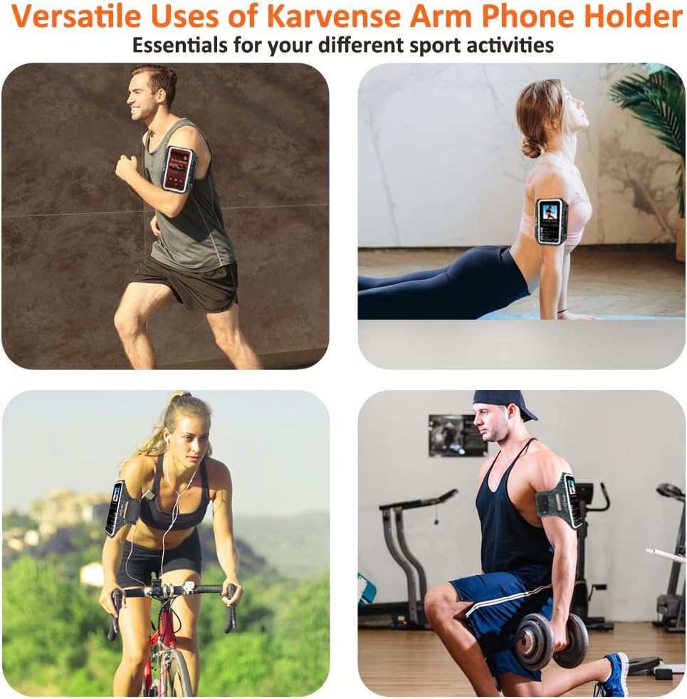 Arm Band for Phone for Running, Phone Holder for Running for iPhone & Samsung Galaxy, Cell Phone Armband Holder for Walking, Gym, Workout, w/Adjustable Strap&Zipper Pocket (Black Heather-S)