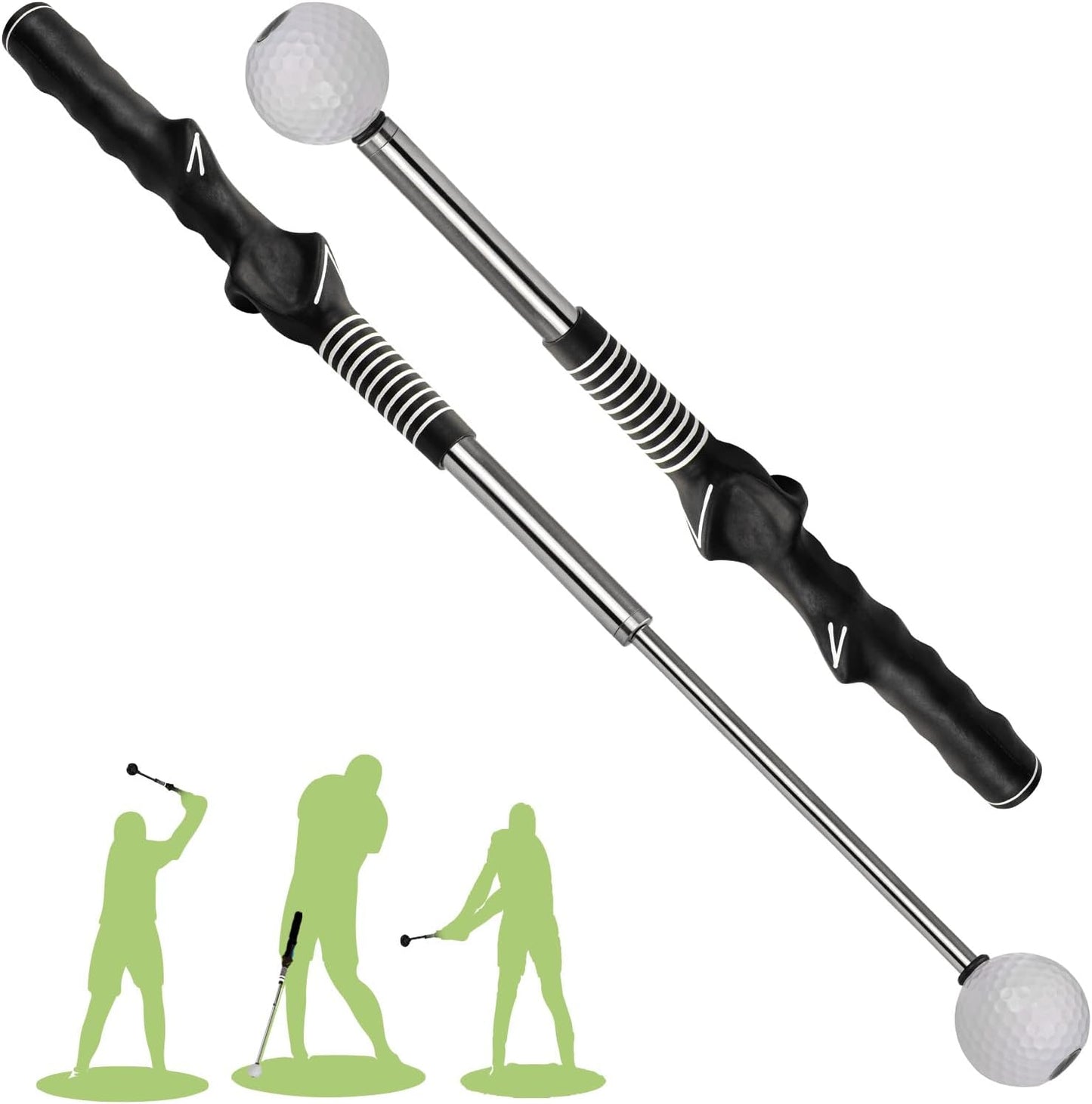 Retractable Golf Swing Training Aid, Golf Grip Trainer & Golf Swing Trainer for Warm-up, Right-Handed Golf Club for Indoor Practice, Golf Accessories - Strength & Tempo Training for Chipping Hitting