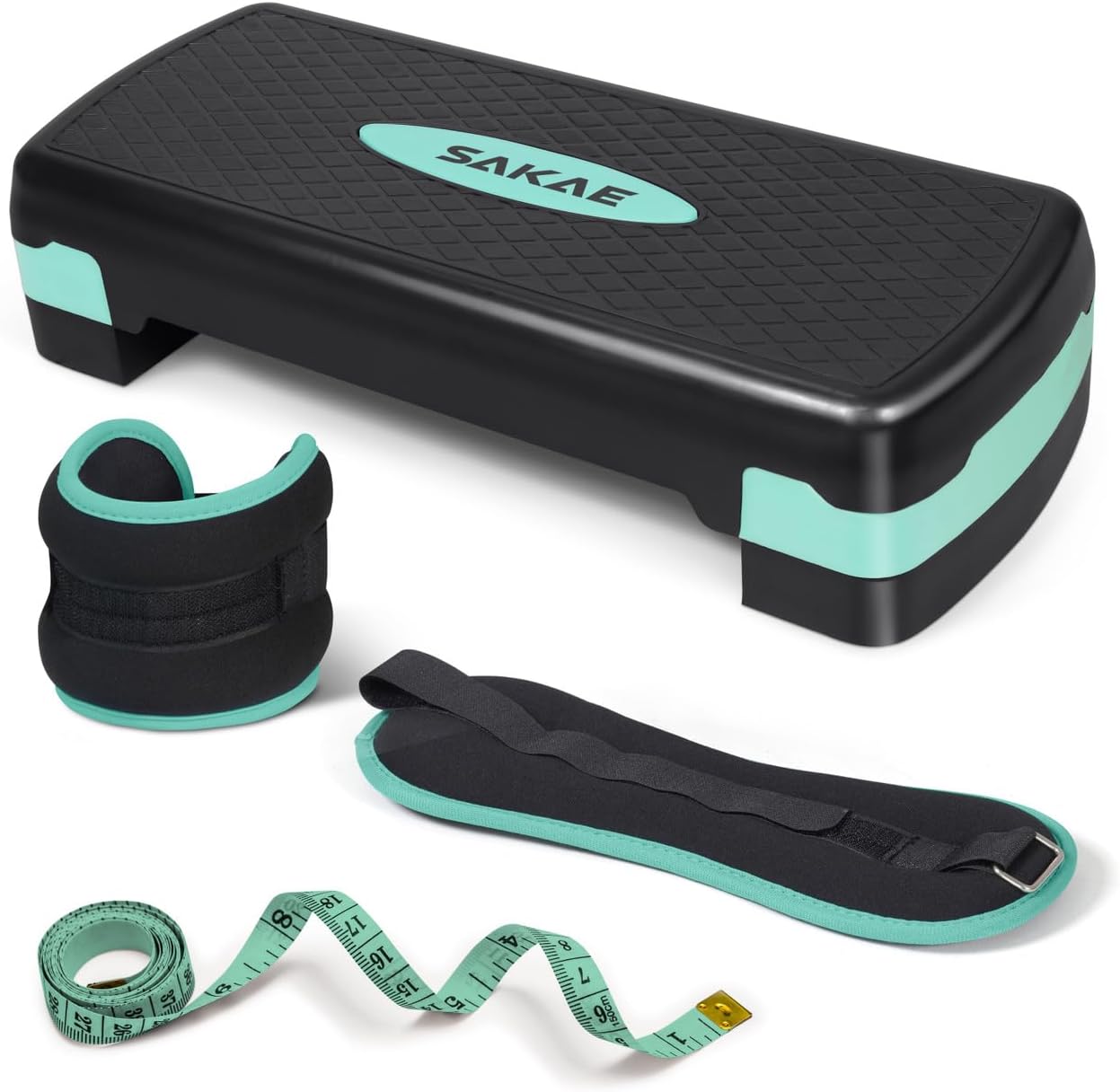 Adjustable Height Aerobic Stepper Set, Multiple Bundle Options with Dumbbells, Kettlebell, Waist Trimmer, Ankle Weights or Weighted Vest, Workout Exercise Step Platform w/Level Risers, 4 Colors