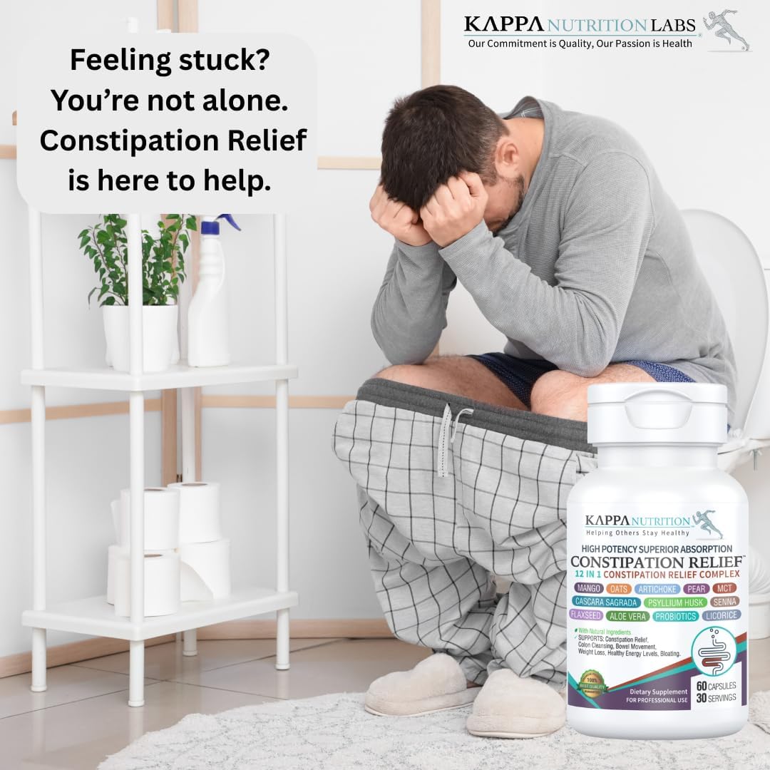 Constipation Relief & Advanced Gut Cleanse Detox for Women and Men – with Cascara Sagrada, Psyllium Husk, Senna Leaf & Probiotics – Non-GMO Colon Cleanse – 60 Capsules – Take 1–2 Daily