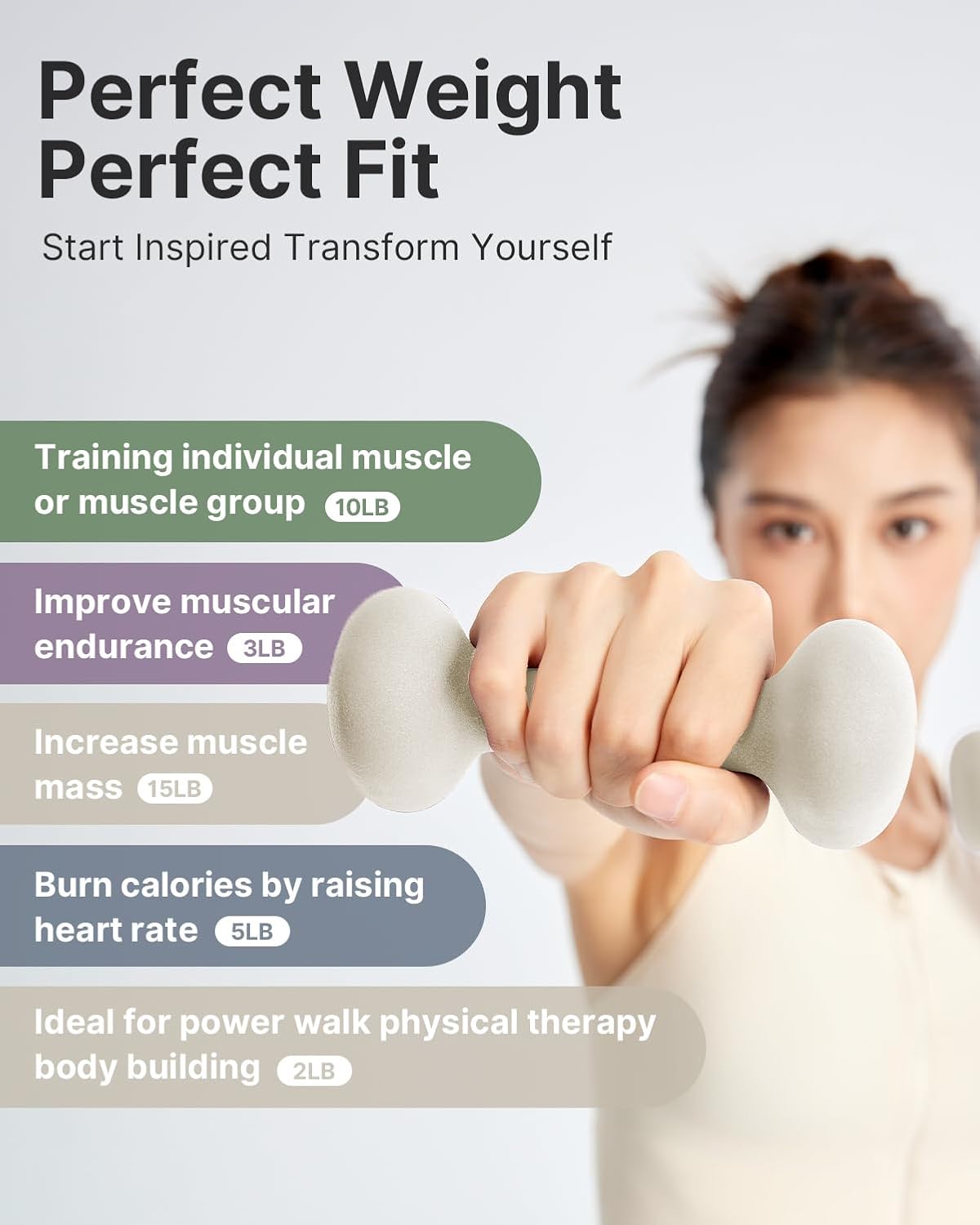 YOTTOY Weights Dumbbells Set for Women,2-15 Pound Dumbbells Set of 2, Non-Slip Hand Weights for Home Workouts, Portable Strength Training Neoprene dumbbells