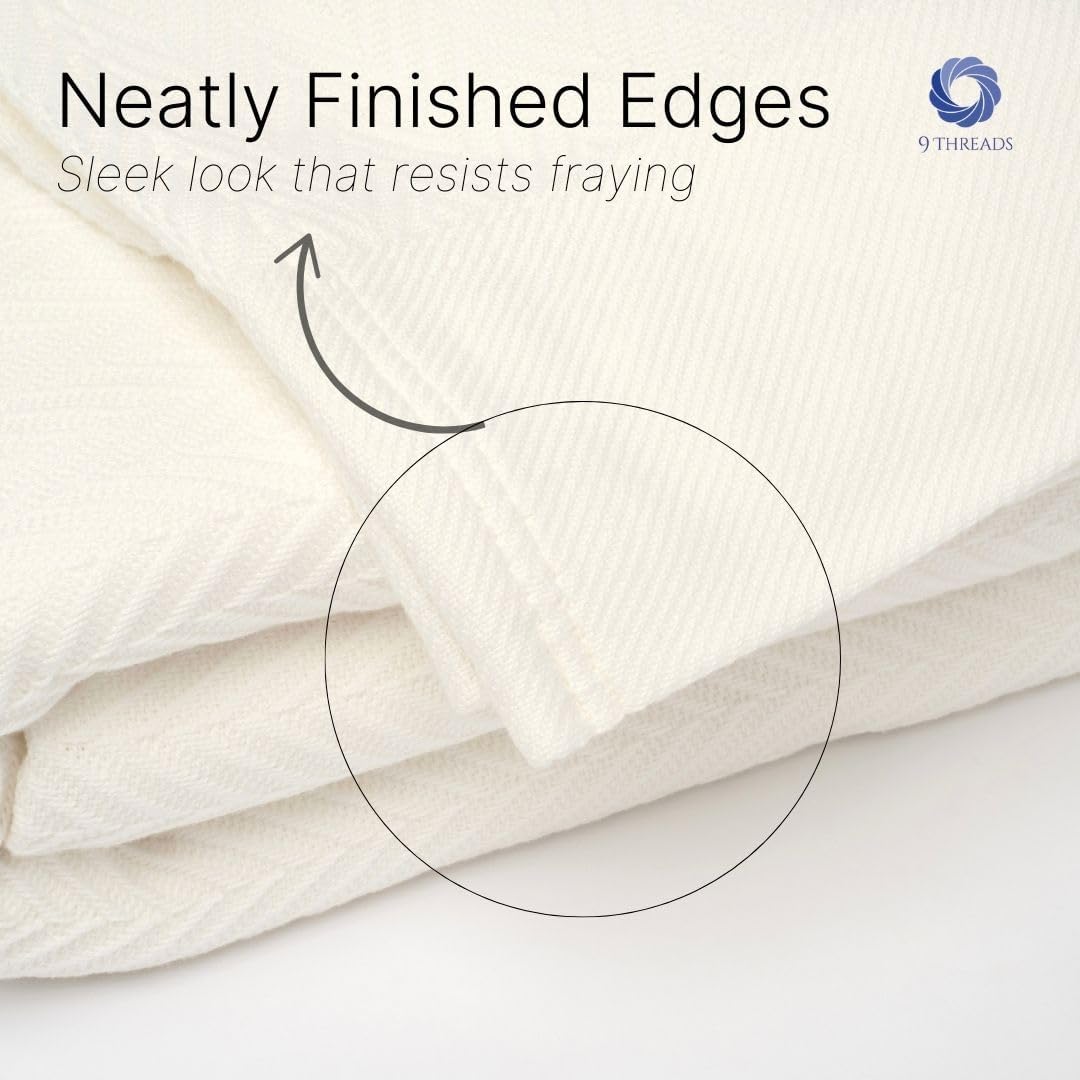 100% Cotton Herringbone Weave Blankets, 108" X 90" King, Throw Blanket for Bed, All Season Cotton Blanket, Cozy Blanket,Throws & Bed Blanket, Throw Blanket for Couch, Modern Home Decor -Tusk