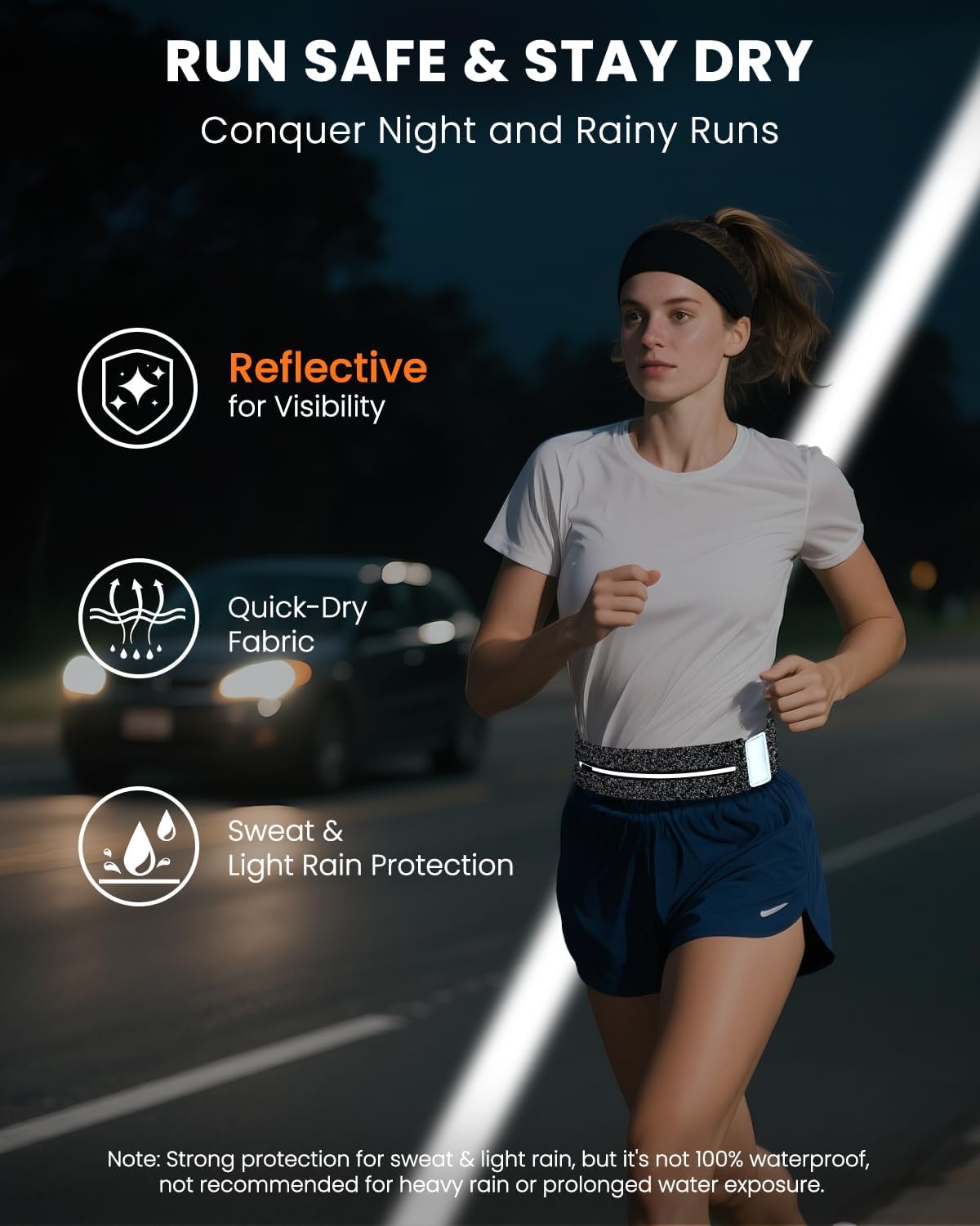 Running Belt for Women and Men, Adjustable Fanny Packs No Bounce Phone Holder for Running with Water Bottle & Headband, Waterproof Reflective Waist Packs for Runner Fits All Phones (L-Gray)