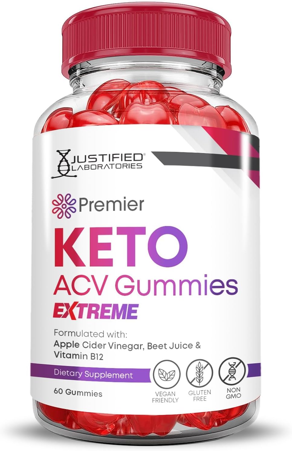 Justified Laboratories (3 Pack Premier Keto ACV Gummies Advanced Weight Loss Extreme 2000MG Premier Formulated with Pomegranate Beet Juice Powder B12 Vegan Non GMO 180 Gummys
