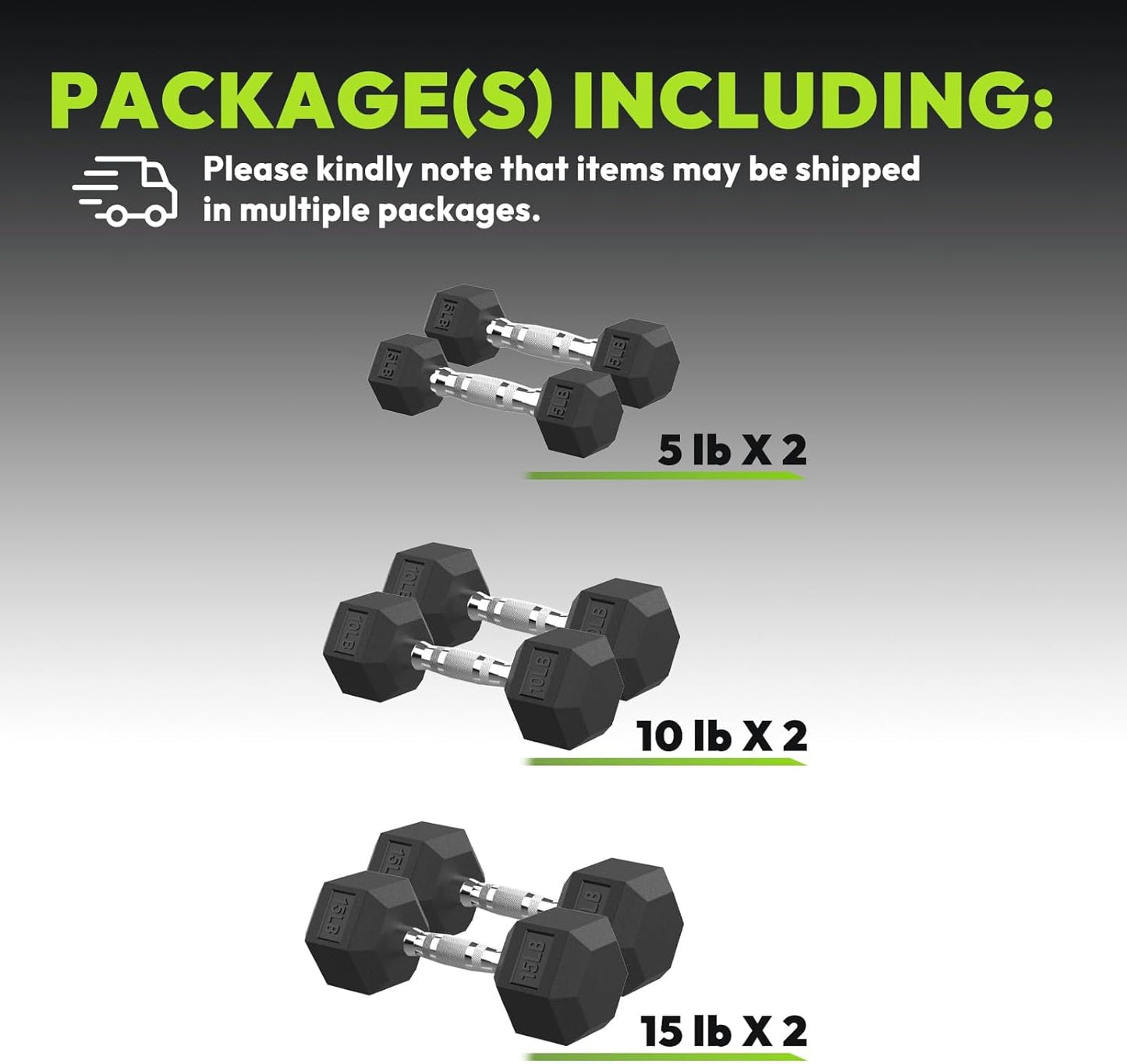 Hex Dumbbell Set, 45-400 lb Set Rubber Encased Exercise & Fitness Dumbbells, Weights Dumbbells Set, Hand Weight for Strength Training