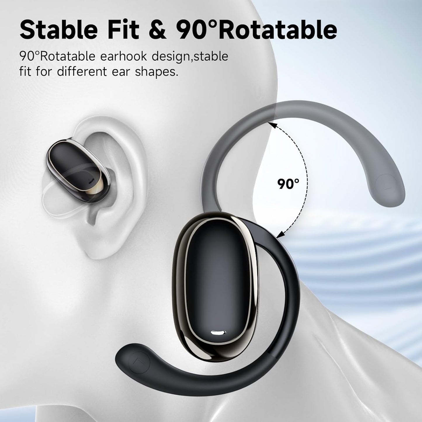 IFECCO Open Ear Headphones Bluetooth 5.4 - Wireless Open Ear Earbuds with Ddigital Display Charging Case,48H Playtime Premium Sound Sport Conduction Headphones for Running, Cycling Driving