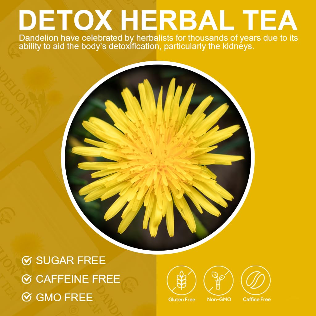 Organic Dandelion Leaf & Root Tea, Supports Kidney Function and Healthy Digestion, Caffeine Free, 40 Tea Bags