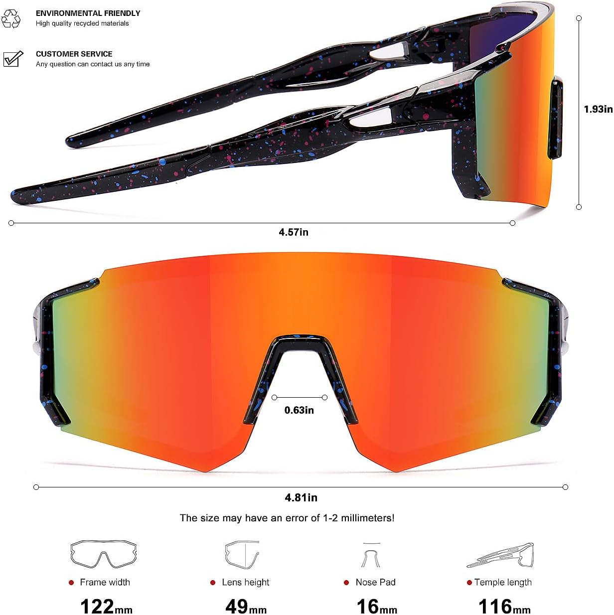 Youth Baseball Sunglasses Kids Sports Sunglasses for Boys Girls Softball Cycling Glasses UV400 Protection