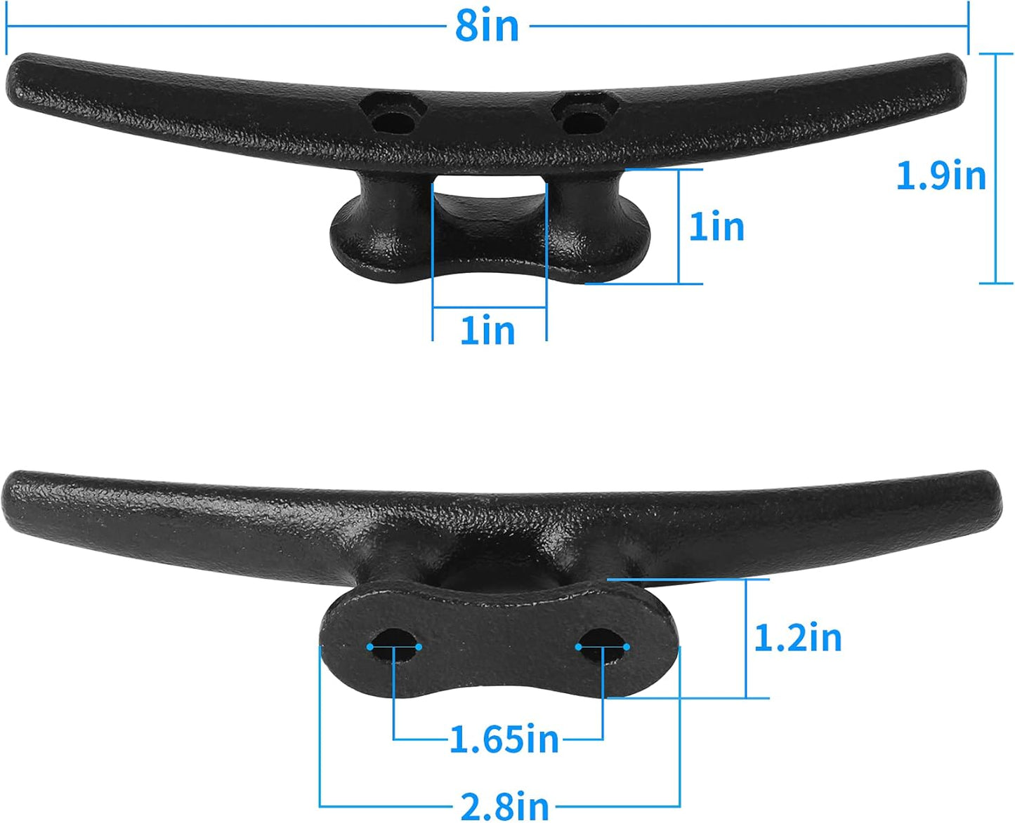 Dock Cleats 6/8/10 inch With Hardware,Electrophoretic Coated Black Boat Cleat Dock Boat Cleats,Rope Cleat Boat Dock Cleats Ideal for Boat Docks, Decks, Piers for Tying up Boats (2,4,6,8,12 Pack)