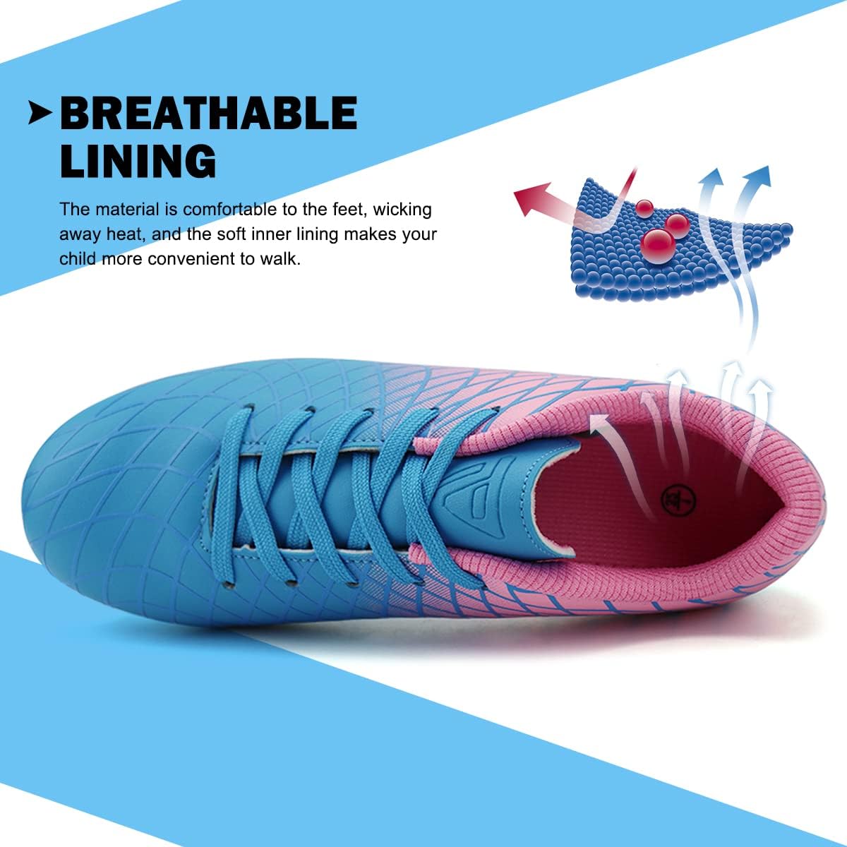 JABASIC Kids Outdoor Soccer Cleats Athletic Firm Ground Football Shoes