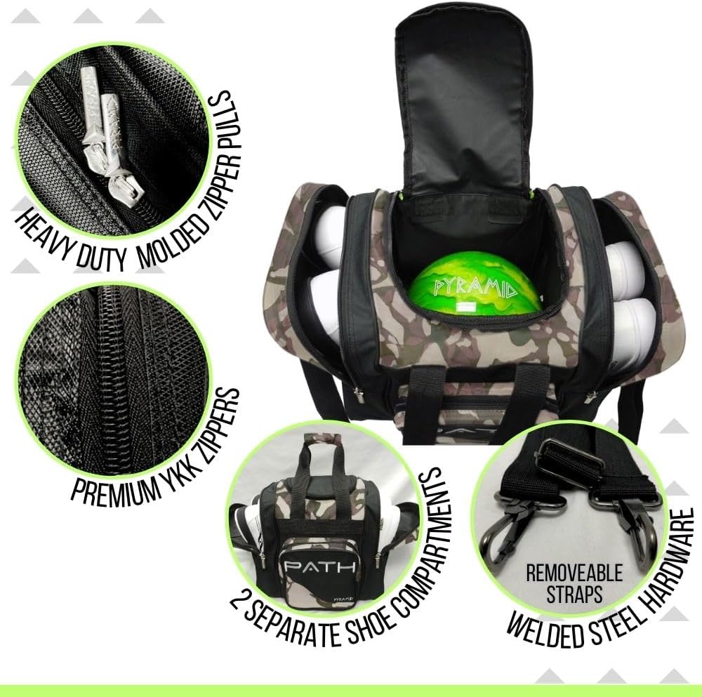 Pyramid Path Pro Deluxe Single Bowling Ball Tote - Holds One Ball, One Pair Shoes Up to Mens 15