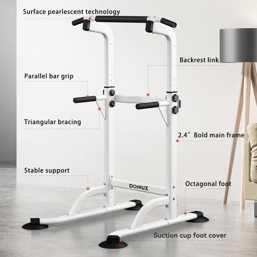 Power Tower Pull Up Bar and Dip Station, Multi-Function Home Gym, Strength Training Fitness Equipment, Height Adjustable