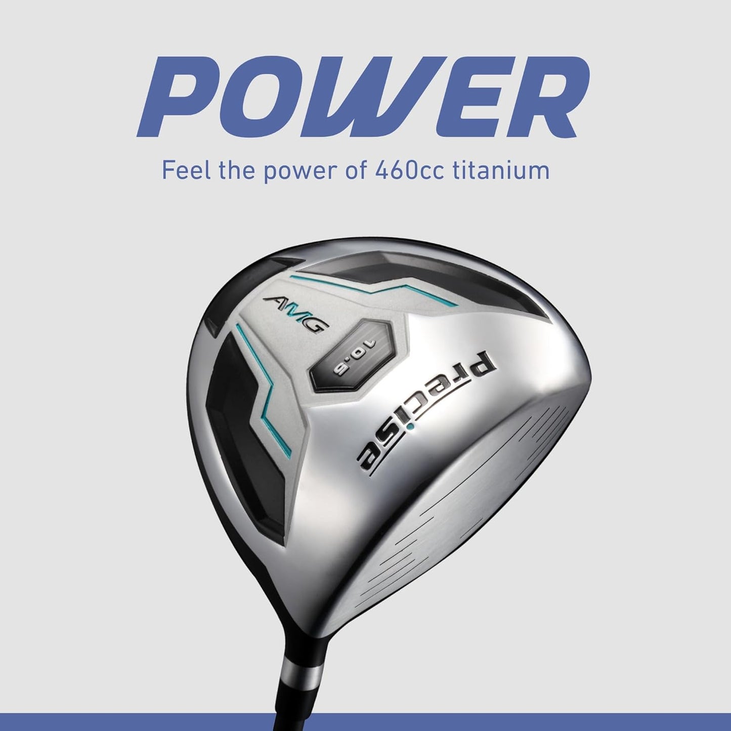 Precise AMG Men's Complete Golf Club Set, Includes Titanium Driver, S.S. Fairway, S.S. Hybrid, S.S. 6-PW Irons, Putter, Bag, 3 H/C's, Men’s Golf Clubs Full Set Right Handed, Regular or Tall Size