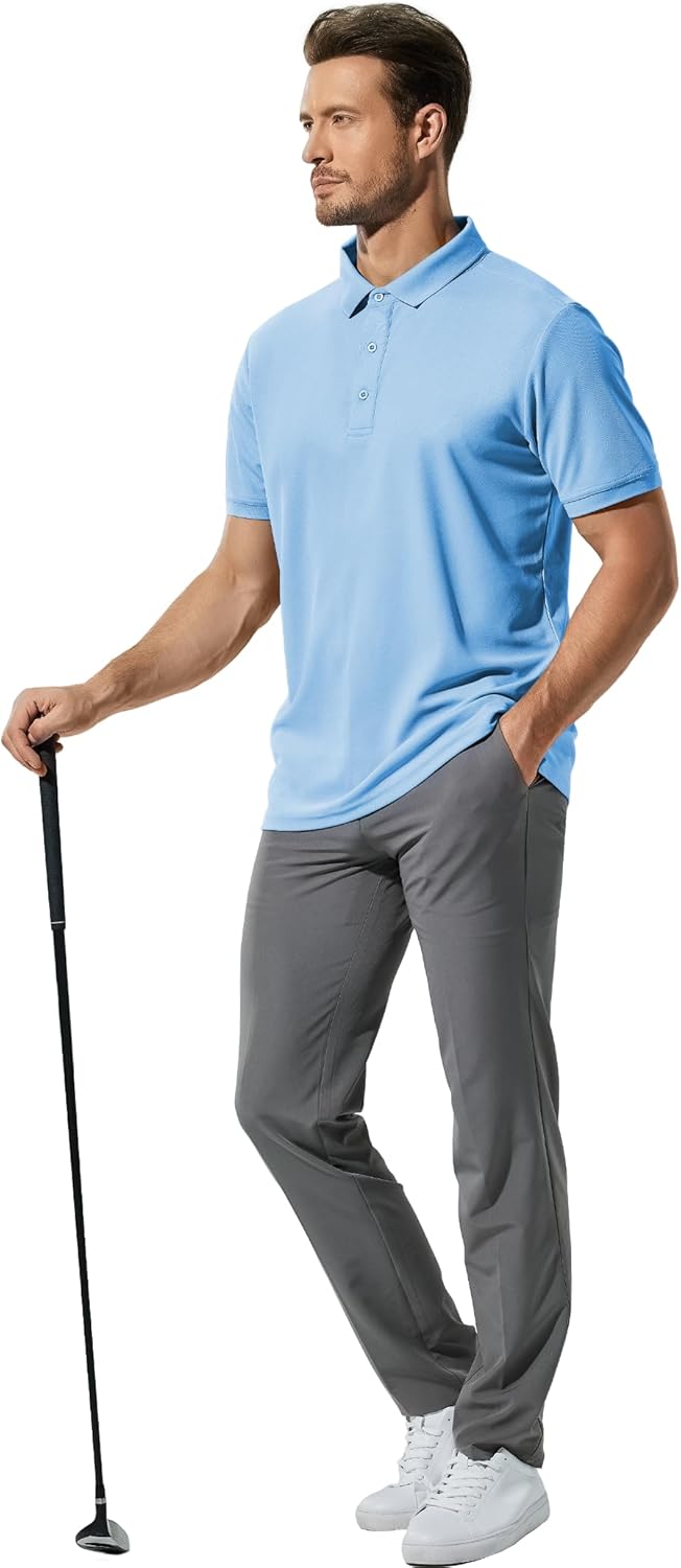MIER Polo Shirts for Men Short Sleeve Quick Dry Polyester Collared Shirts Casual Golf Shirts, Moisture-Wicking