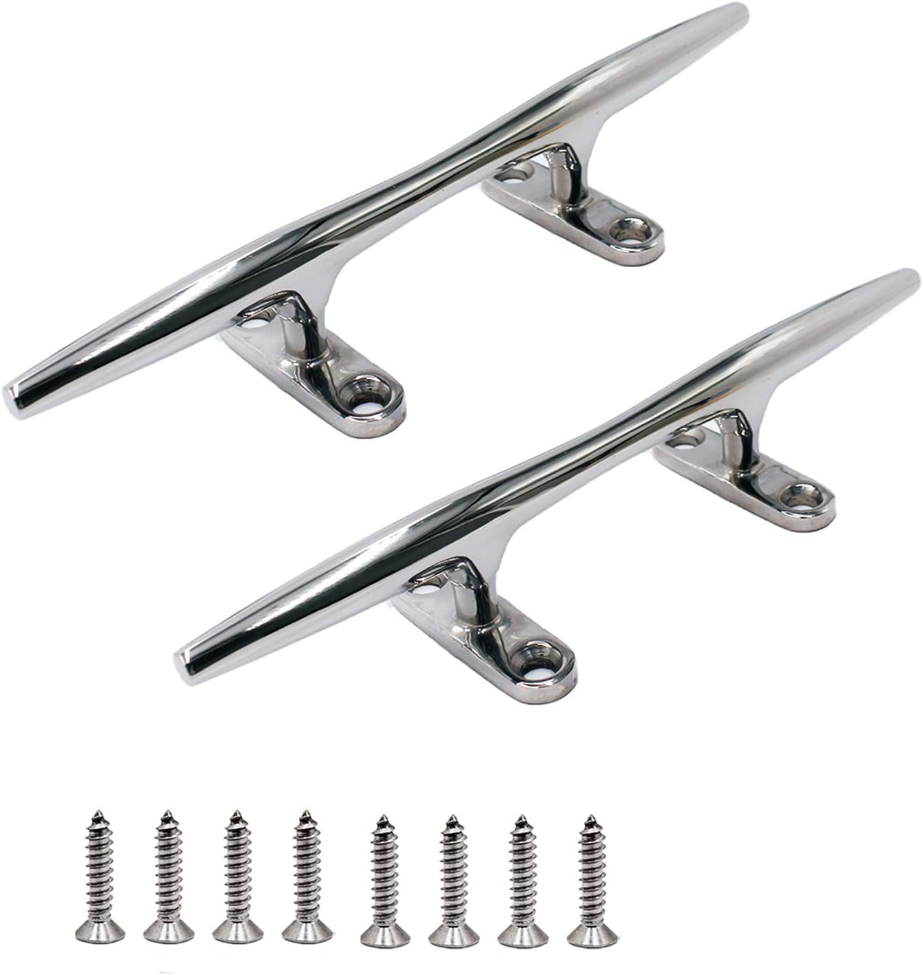 SHENGHUISS Boat Cleat 316 Stainless Steel Open Base Boat Dock Cleats（4"/5"/6"/8"/10"/12"） Silver/Gold for Boat, Dock, Kayaks, Nautical Decor ect