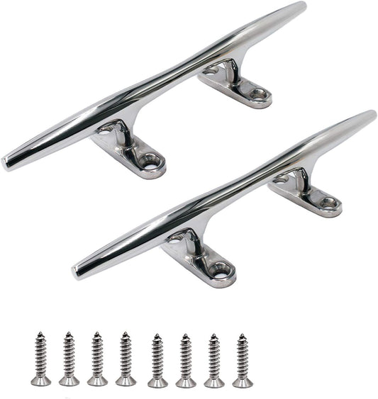 SHENGHUISS Boat Cleat 316 Stainless Steel Open Base Boat Dock Cleats（4"/5"/6"/8"/10"/12"） Silver/Gold for Boat, Dock, Kayaks, Nautical Decor ect