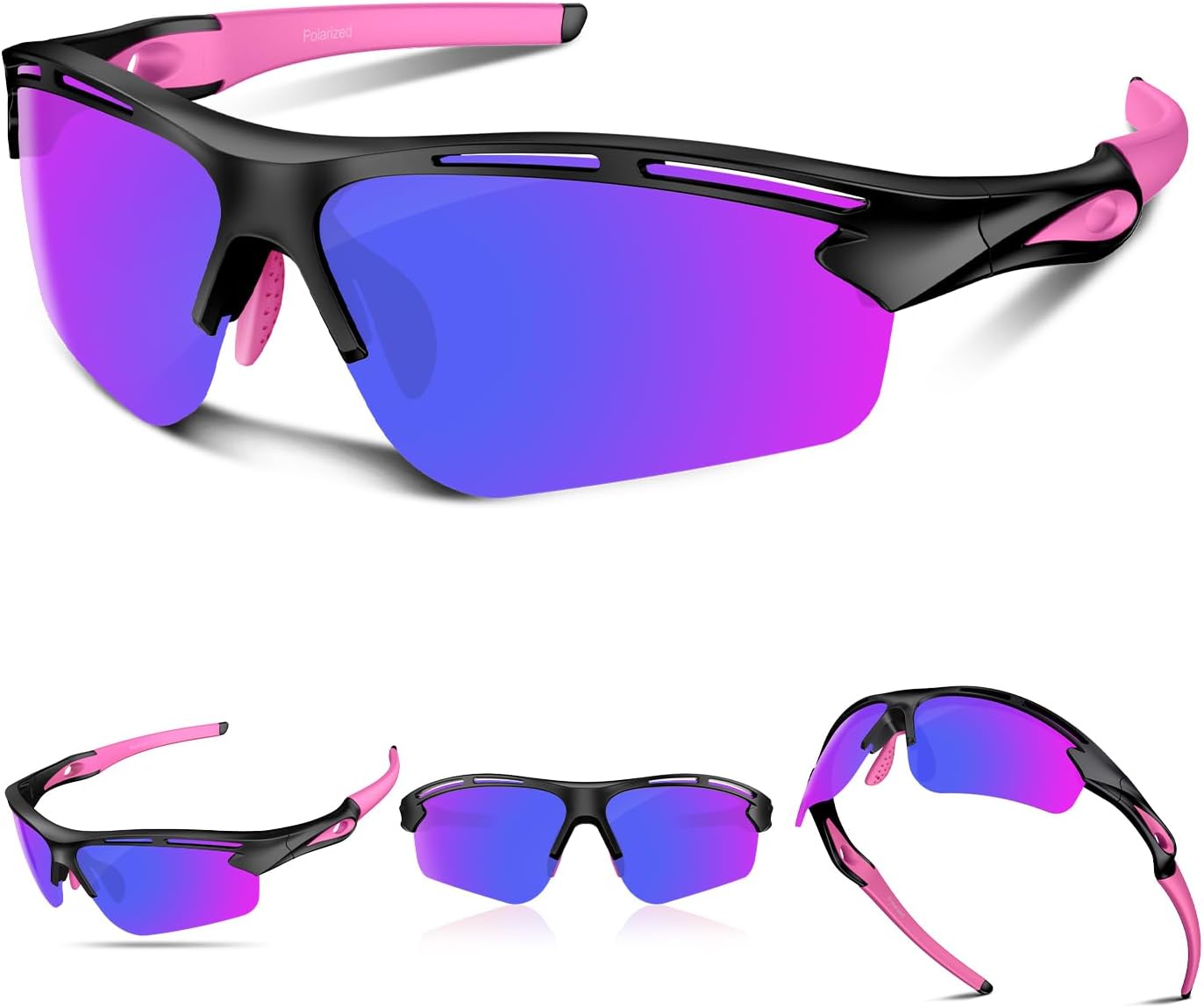 Polarized Sports Sunglasses for Men Women,UV400 Protection Sunglass for Running Cycling Fishing Hiking TR90