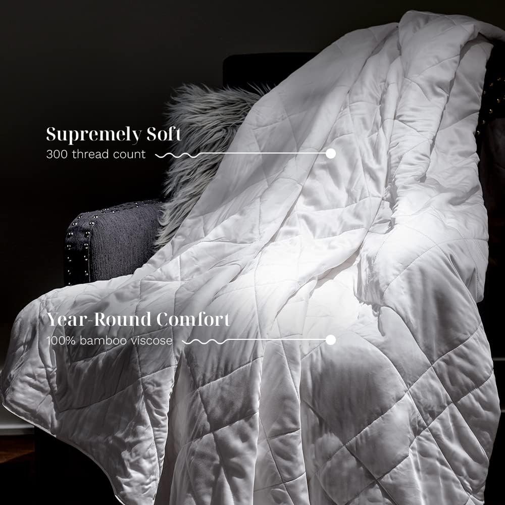 LUXOME Lightweight Blanket | 100% Rayon (Viscose) from Bamboo Fabric & Fill | King/Cal King - 98"x92" | Thermal-Regulating | White