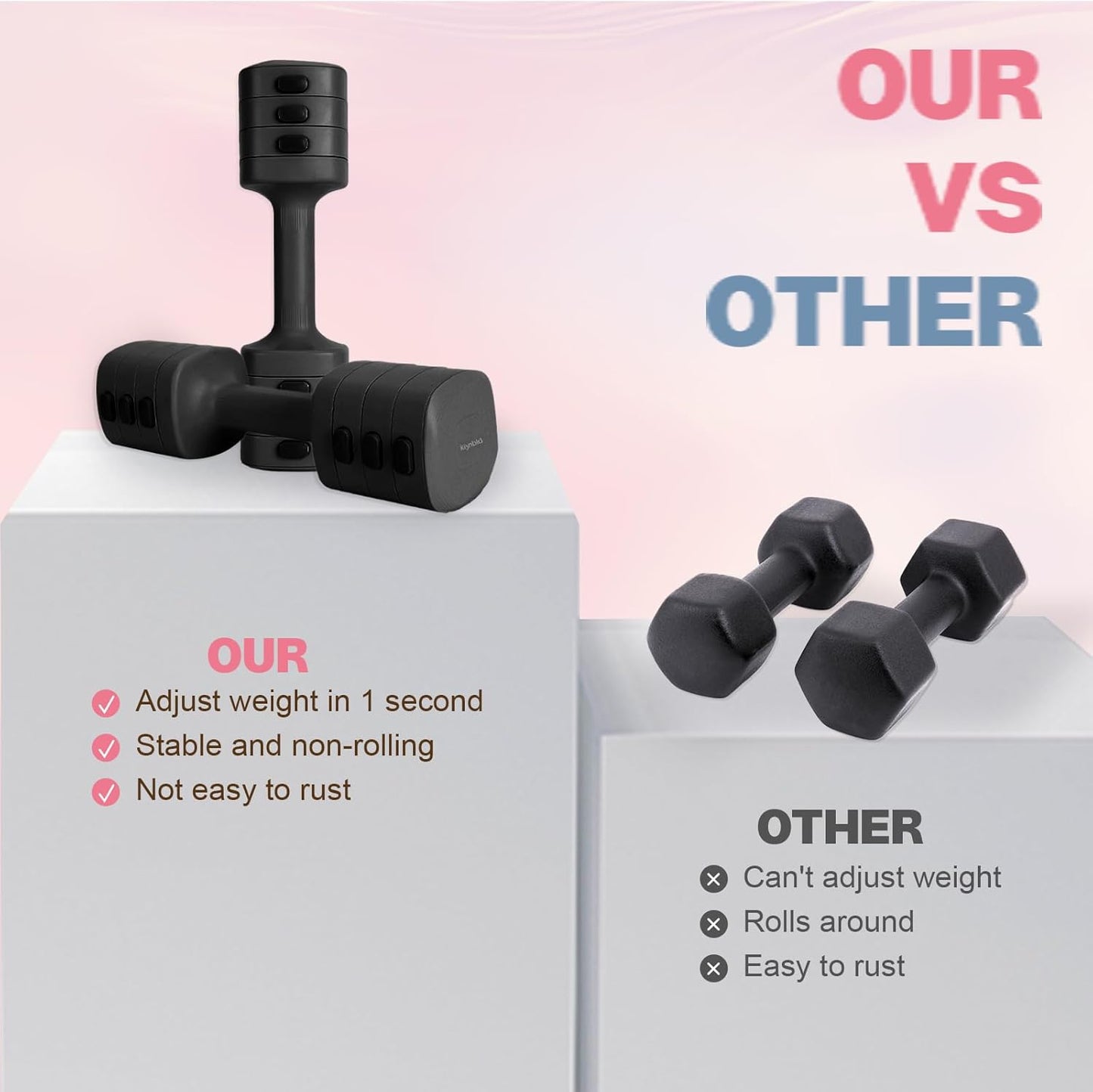 Adjustable Dumbbell Set of 2, 4 in 1 Free Weights Dumbbells Set for Women with Fast Adjustment, Each 2lb 3lb 4lb 5lb Hand Weights Set for Home Gym & Outdoor Exercise Training