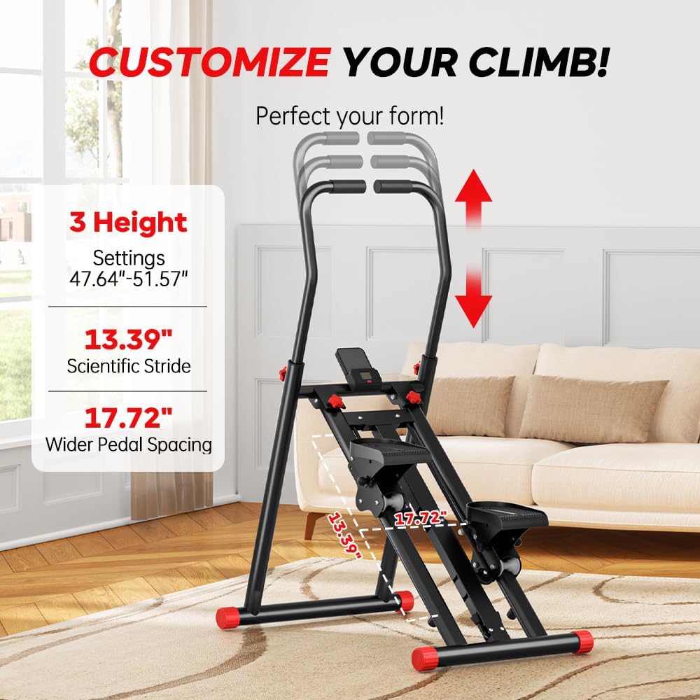 Stair Stepper for Home Gym Exercise, New Version Vertical Climber Machine for Full-Body Workout,Resistance Three-Speed Adjustment, Compact Folding Cardio Exercise Climber
