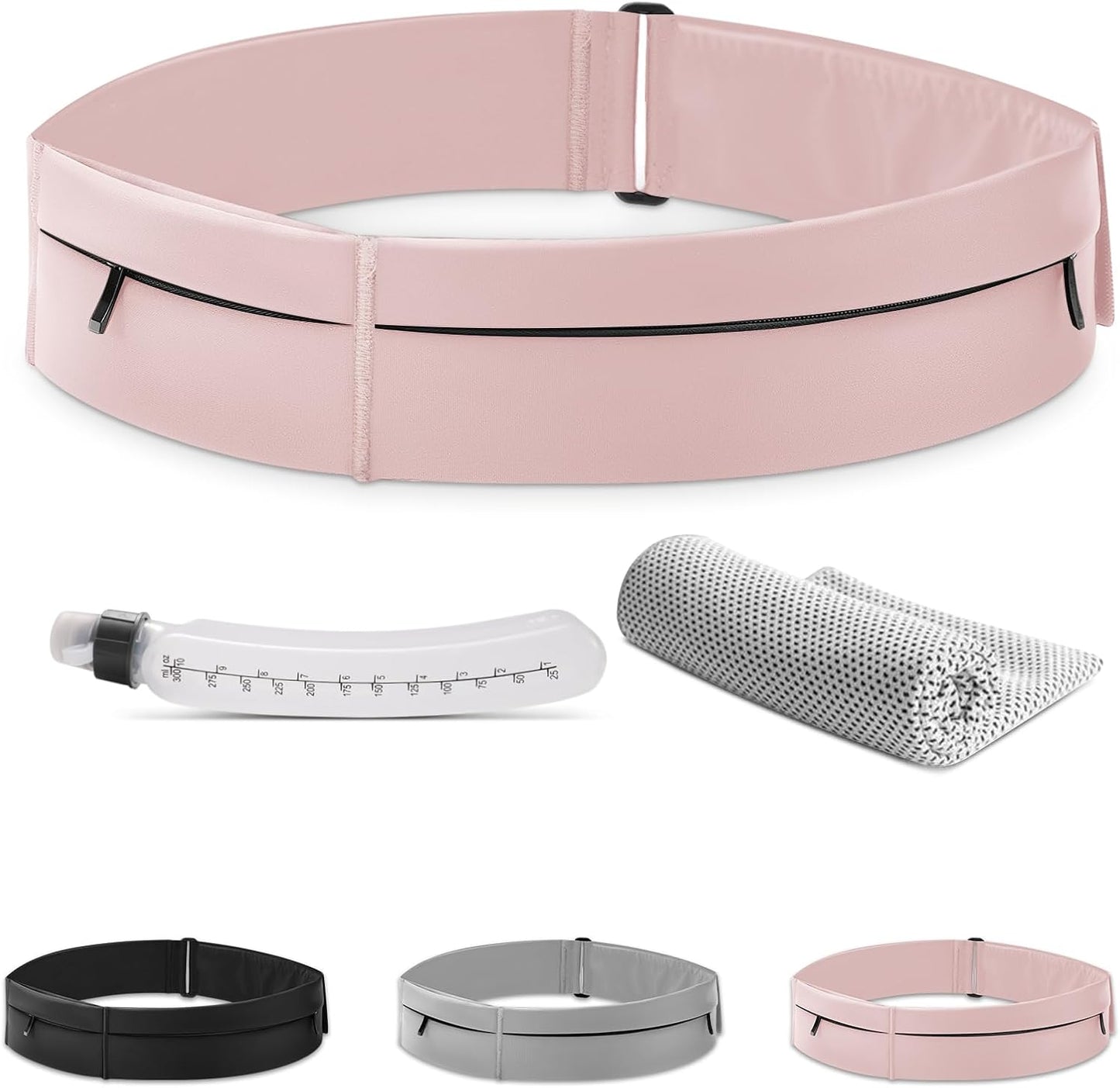 Running Belt for Women and Men, Water Proof Running Belts Fanny Pack with Water Bottle,Slim Hydration Running Bag Belts with Phone Bottle Holder Adjustable Fit for Runner (Pink, Medium)