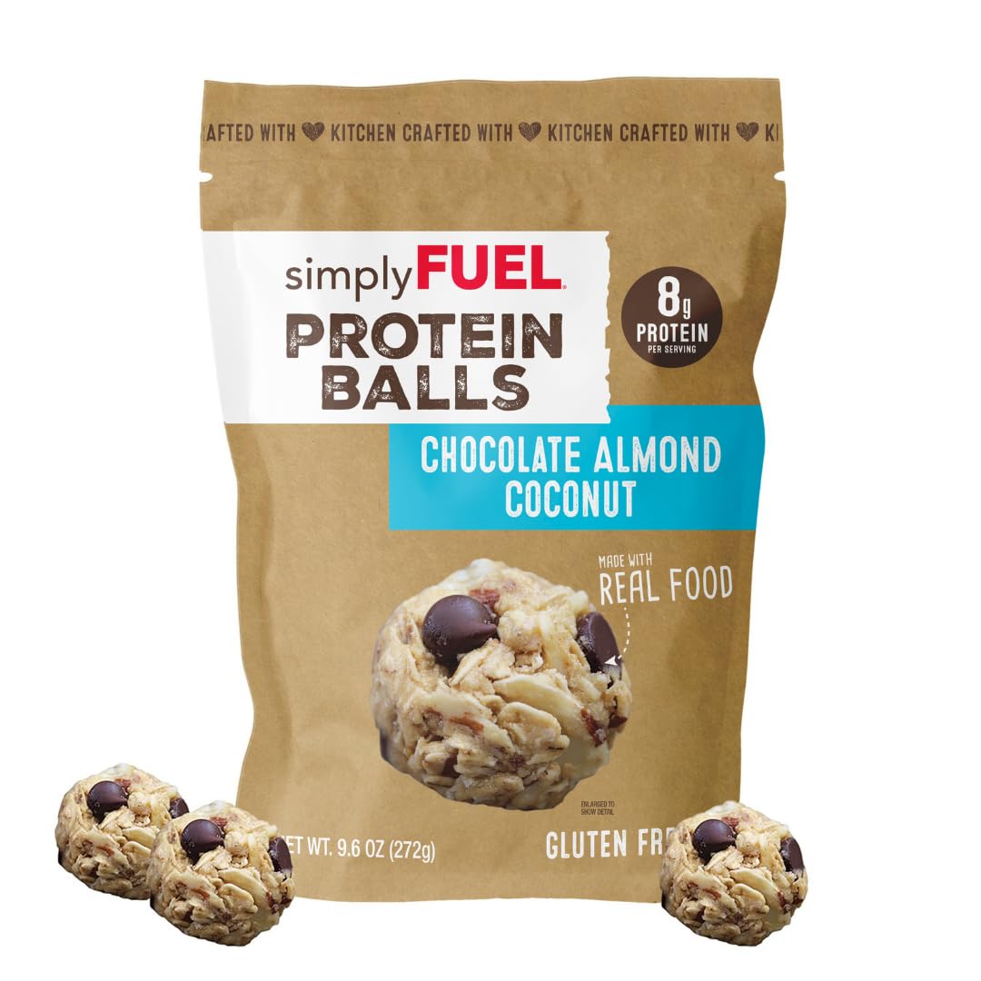 simplyFUEL Whole Food Protein Balls with Probiotics - Chocolate Almond Coconut Snacks - 8g Protein Snack - Gluten Free Energy Balls