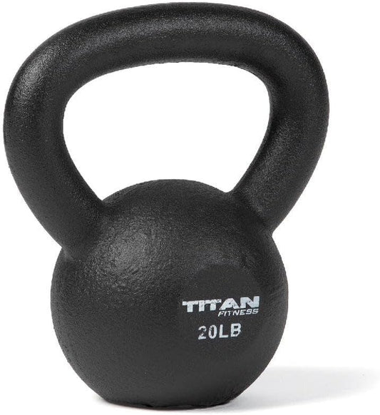 Titan Fitness 20 LB Cast Iron Kettlebell, Single Piece Casting, LB Markings, Full Body Workout