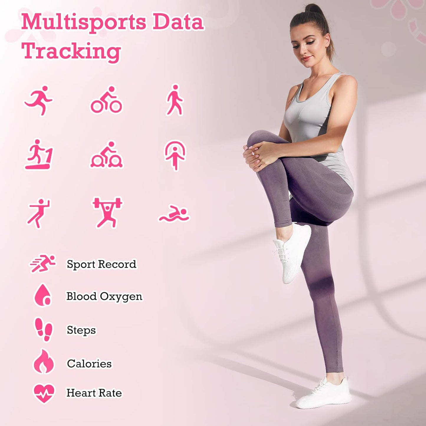 Smart Ring Health Tracker, Sleep Tracker Ring with Heart Rate, Waterproof Fitness Ring for Activity Monitoring/Steps/Distance/Calories,Air Gestures,Up to 7-Day Battery, for iOS Android (Light Pink,#9)