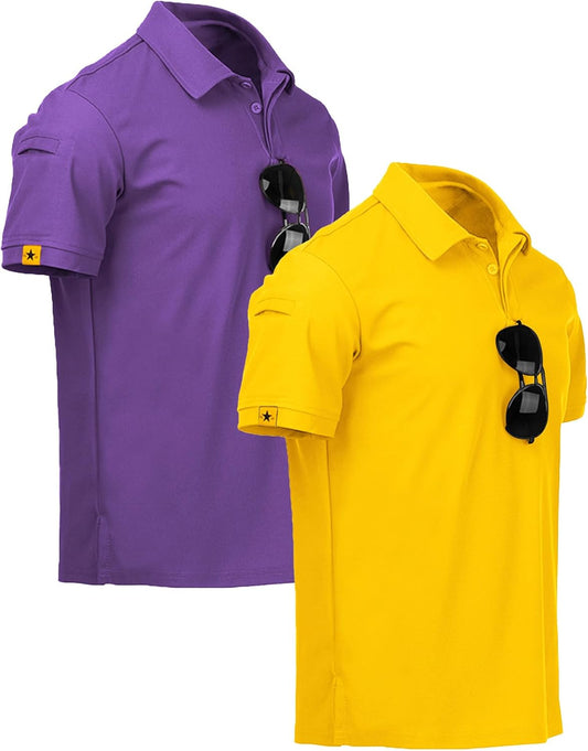 ZITY Mens 2 Pack Polo Shirts Short Sleeve Performance Sports Golf Shirt for Men Tactical Shirt