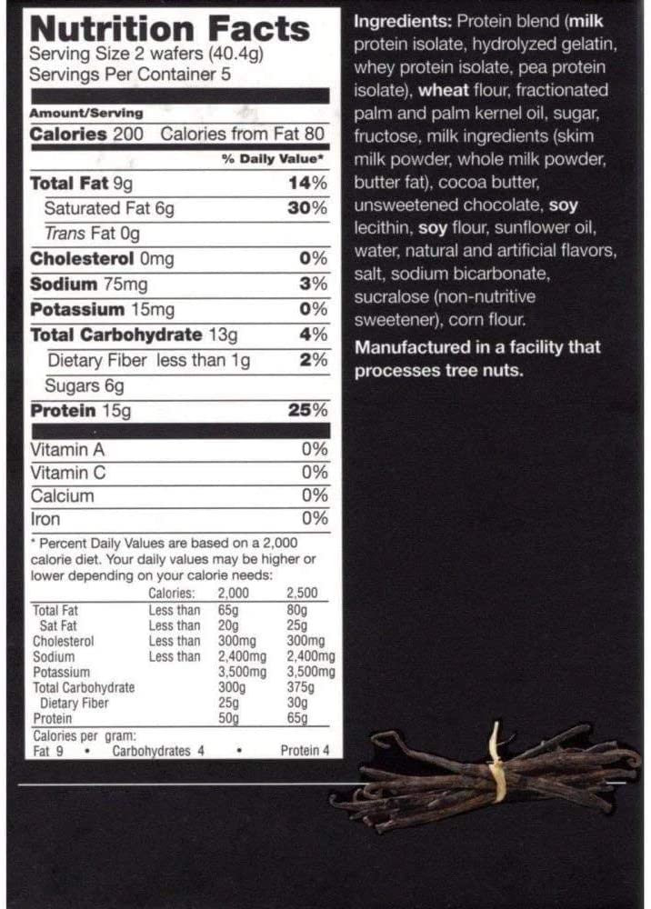 PROTIFIT - High Protein Wafer Bar, 15g Protein, Low Calorie, Low Carb, Low Fat, Trans Fat Free, Cholesterol Free, Ideal Protein Compatible, 5 Servings Per Box (Vanilla)