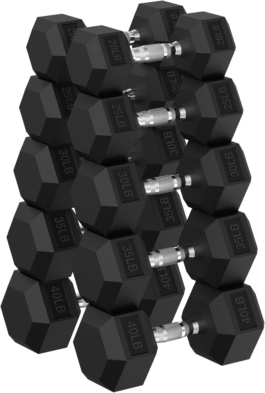 Hex Dumbbell Set, 45-400 lb Set Rubber Encased Exercise & Fitness Dumbbells, Weights Dumbbells Set, Hand Weight for Strength Training