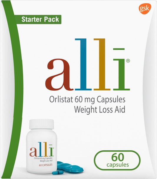 alli Diet Weight Loss Supplement Pills, Orlistat 60mg Capsules Starter Pack, Non prescription weight loss aid, 60 count(Pack of 1)