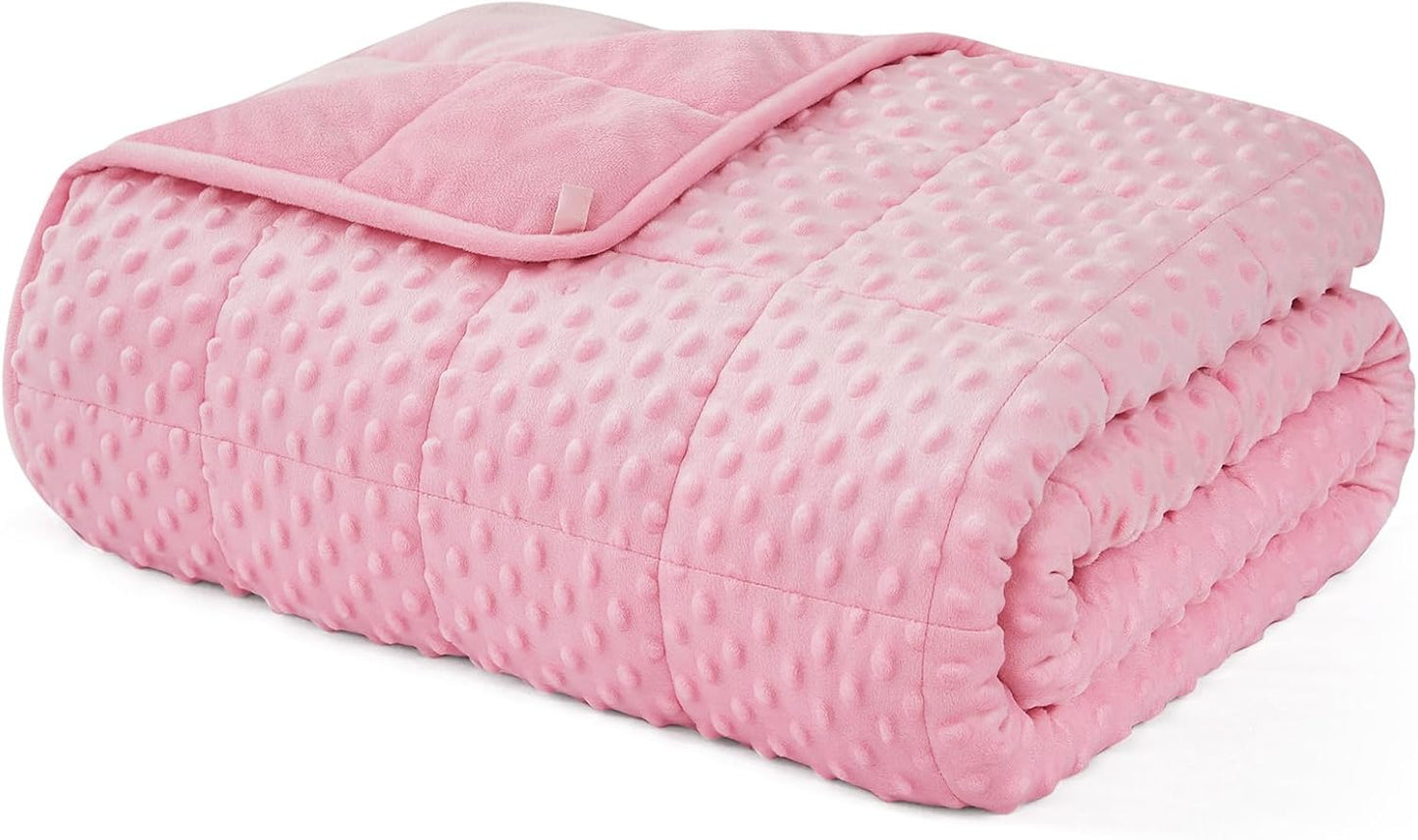 L'AGRATY Weighted Blanket for Adult - 60"x80" 15lbs Minky Dots Heavy Blanket with Glass Beads: Soft Breathable for All-Season Summer Fall Winter Thick Comfort for Sleeping