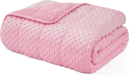 L'AGRATY Weighted Blanket for Adult - 48"x72" 15lbs Minky Dots Heavy Blanket with Glass Beads: Soft Breathable for All-Season Summer Fall Winter Thick Comfort for Sleeping