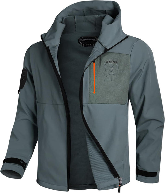 GEMYSE Men's Lightweight Rain Jacket Waterproof Raincoat Hooded Softshell Windbreaker for Outdoor Hiking Travel