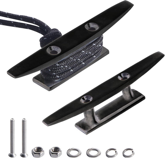 Boat Dock Cleat, 316 Marine Grade Stainless Steel Open Base Cleats with Hardware, Heavy Duty Mooring Accessories for Yacht Kayak Jetski (2-Pack)