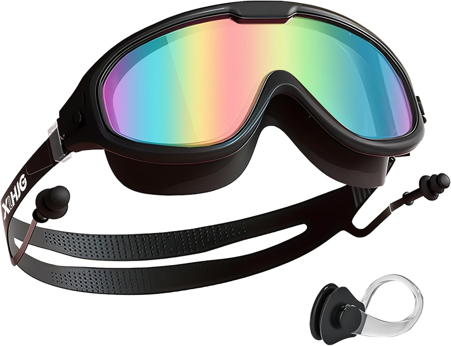 Adult Swimming Goggles for Women Men,No Leak No Fog Wide View, Sunglass Goggle with Earplugs and Nose Clip