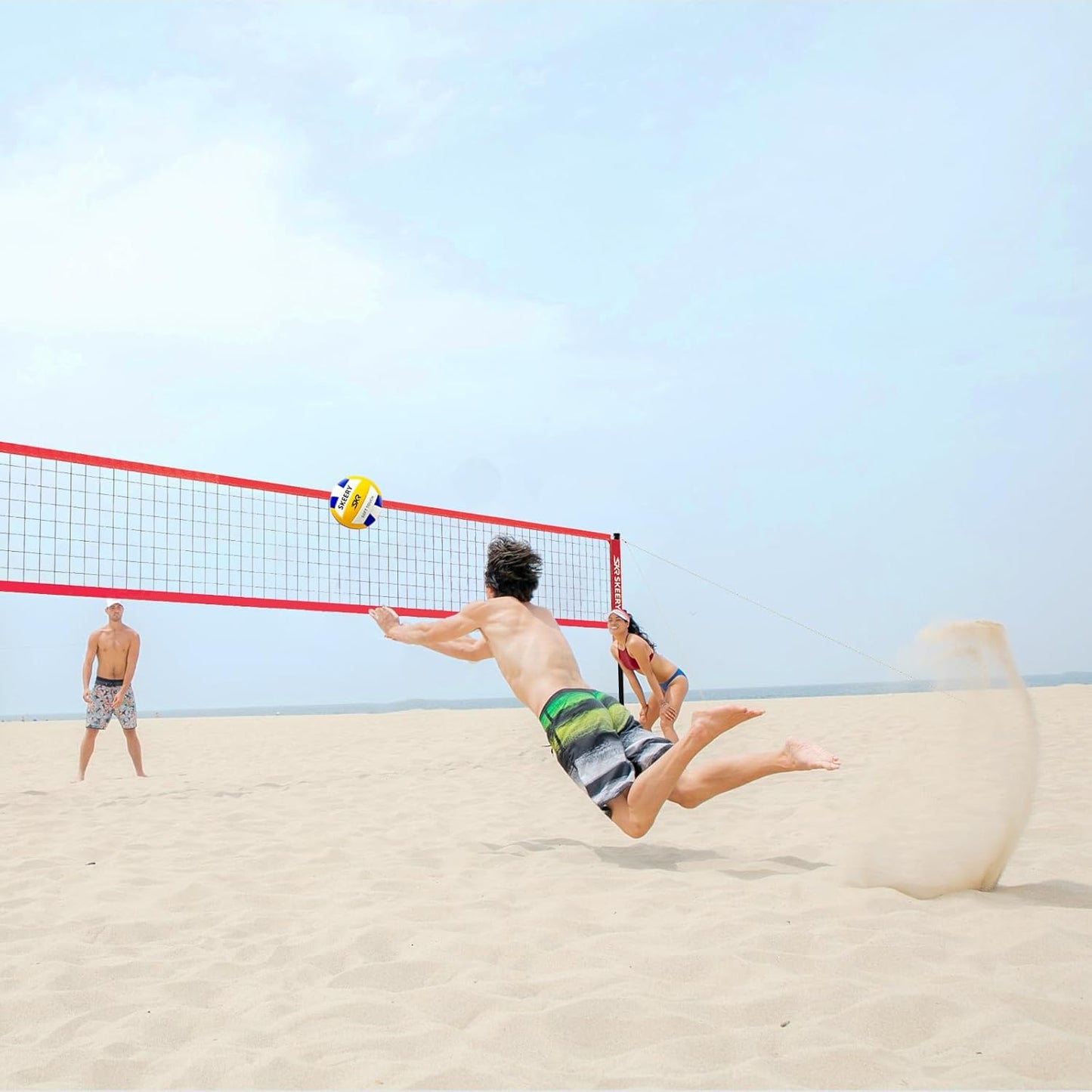 Outdoor Heavy Duty Volleyball Net Set, Anti-Sag Design, Adjustable Aluminum Poles, Portable Volleyball Net for Backyard,Grass and Beach