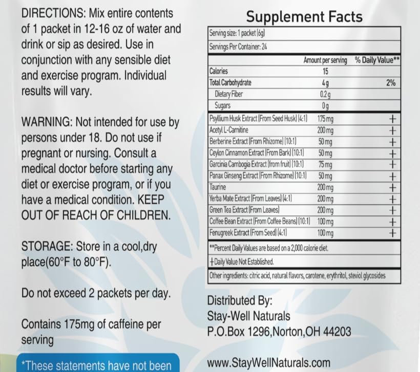 GLP-1 Supplement | Natural GLP-1 Production | GLP 1 Booster Drink Mix to Control Appetite and Cravings | Great Tasting Metabolic Support - Yerba Mate, Garcinia Cambogia, Berberine [Tropical Fruit]