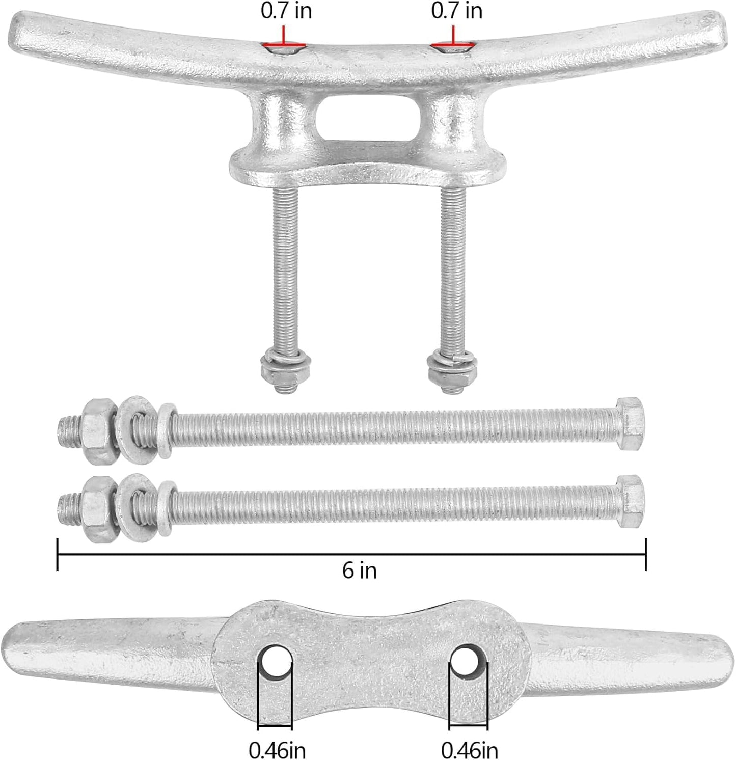 6/8/10/12/14 inch Dock Cleats With Bolts,Hot Dipped Galvanized Cast Iron Boat Cleats,Rope Cleat Boat Dock Cleats for Boat Docks,Decks,Piers for Tying up Boats,Marine Decor(1,2,4,5,6,8,10,12 Pack)
