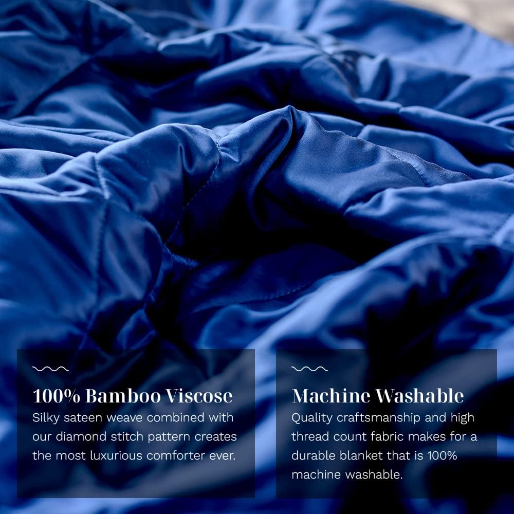 LUXOME Lightweight Blanket | 100% Rayon (Viscose) from Bamboo Fabric & Fill | Full/Queen - 86"x92" | Super Soft | Thermal-Regulating | Sapphire