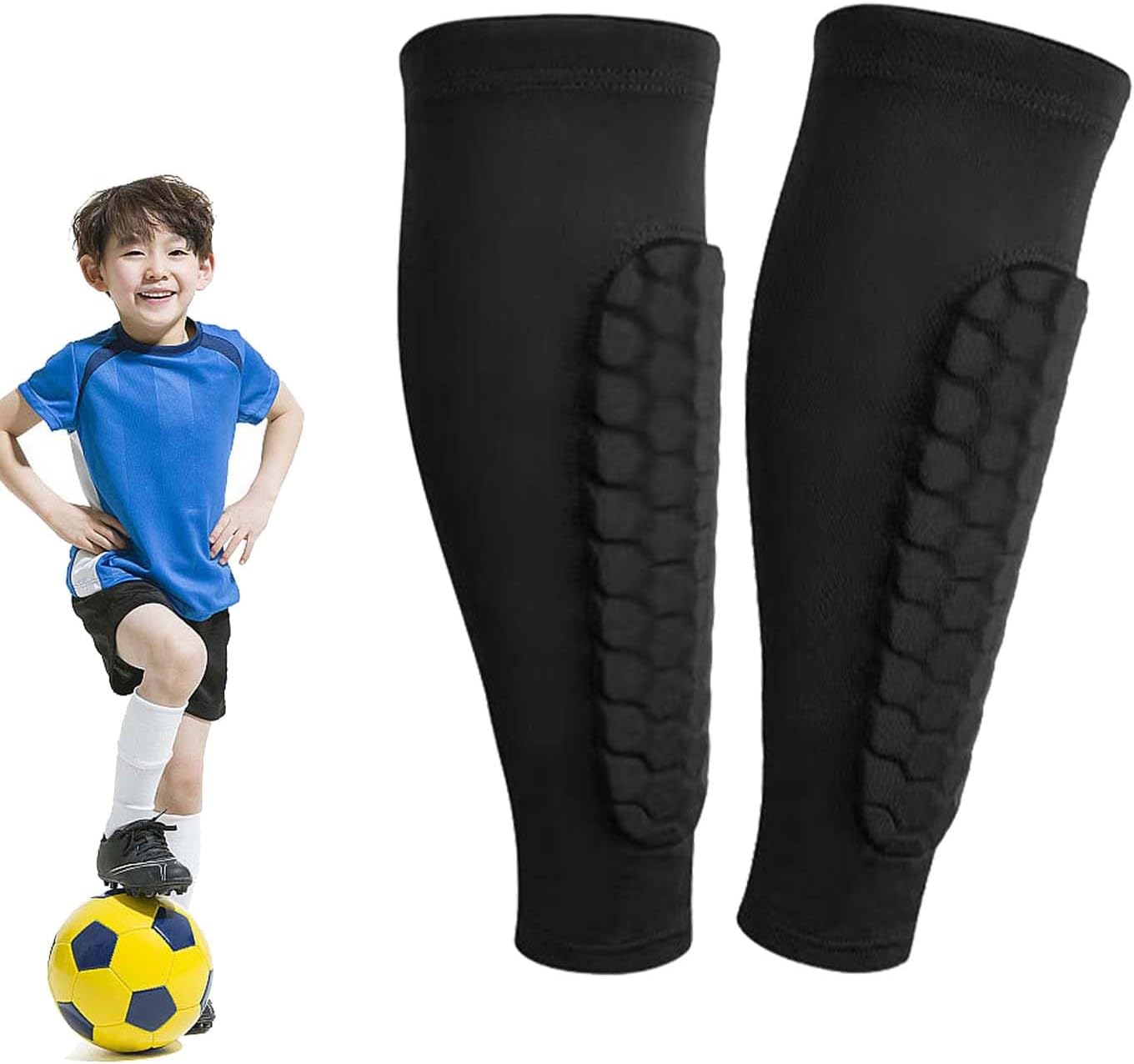 Shin Defender Shin Guards Kids 2 Pair, Shindefender Shin Guards Soccer, with Honeycomb Pads, for Soccer Kids Youth Adult