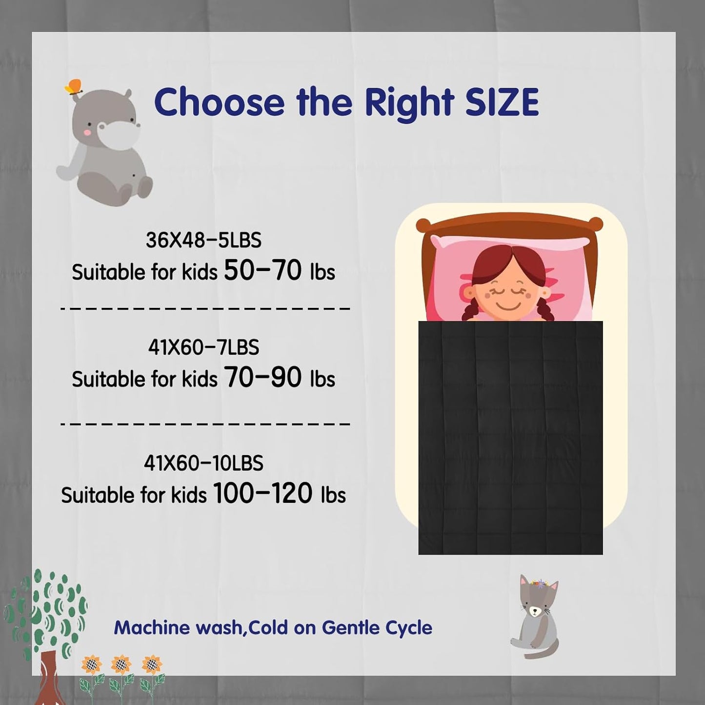 yescool Weighted Blanket (7 lbs, 41" x 60", Black) Cooling Heavy Blanket for Sleeping Perfect for 60-90 lbs, Breathable Blanket with Premium Glass Bead, Machine Washable