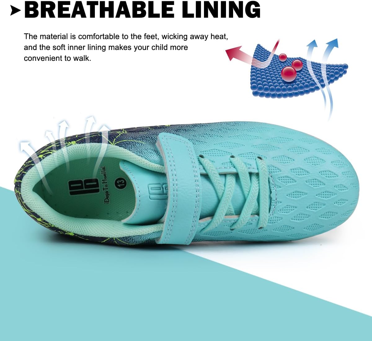 brooman Kids Firm Ground Soccer Cleats Boys Girls Athletic Outdoor Football Shoes