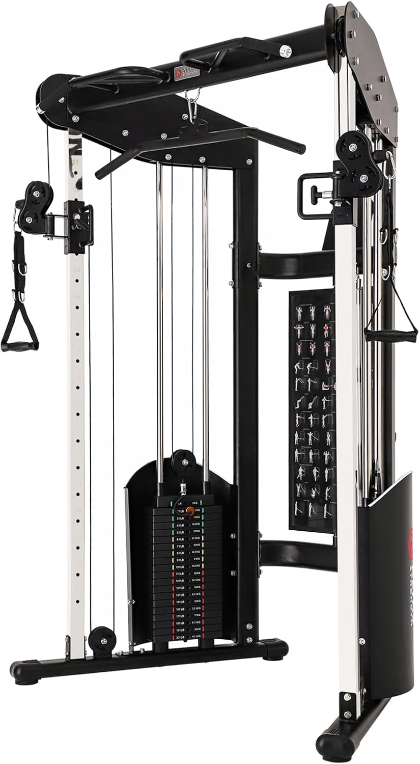 Altas Strength 3073 Home Gym Equipment with 1000 lbs Weight Capacity, 2000 lbs Cables, Strength Training Cable Machine Includes Accessories Light Commercial Fitness Versatile Workouts Easy Assembly